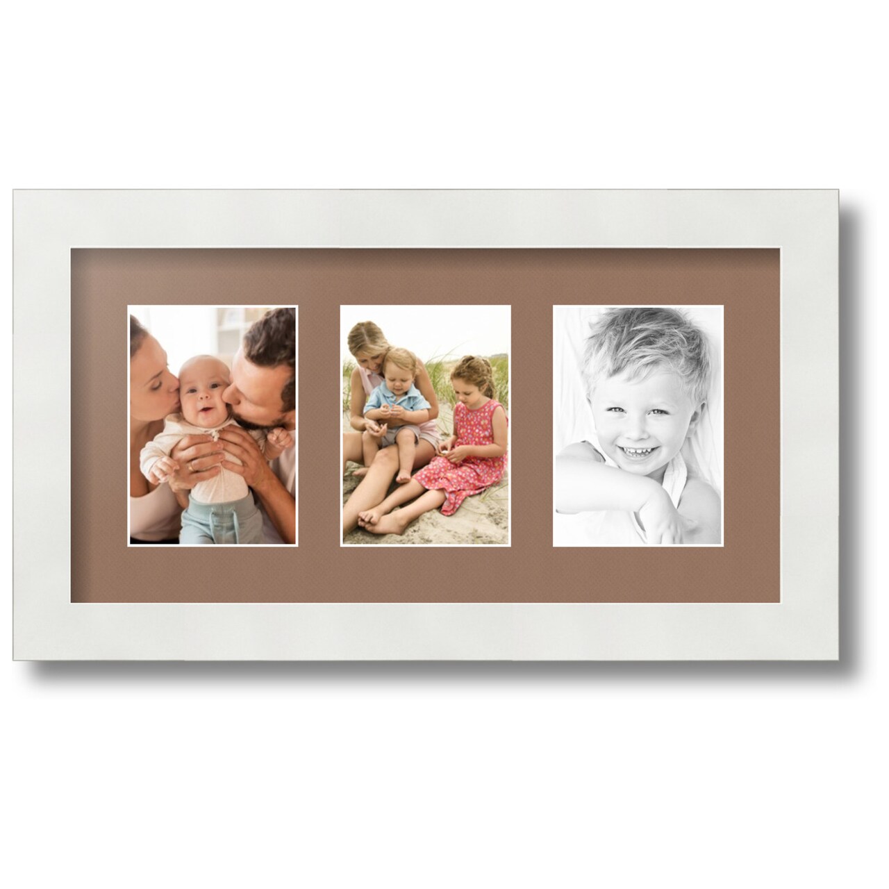 ArtToFrames Collage Photo Picture Frame with 3 - 3.5x5 inch Openings, Framed in White with Over 62 Mat Color Options and Regular Glass (CSM-3966-29)
